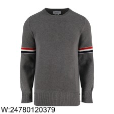 [잔디집2] 톰브라운 소매 띠 자카드 양털 니트 그레이