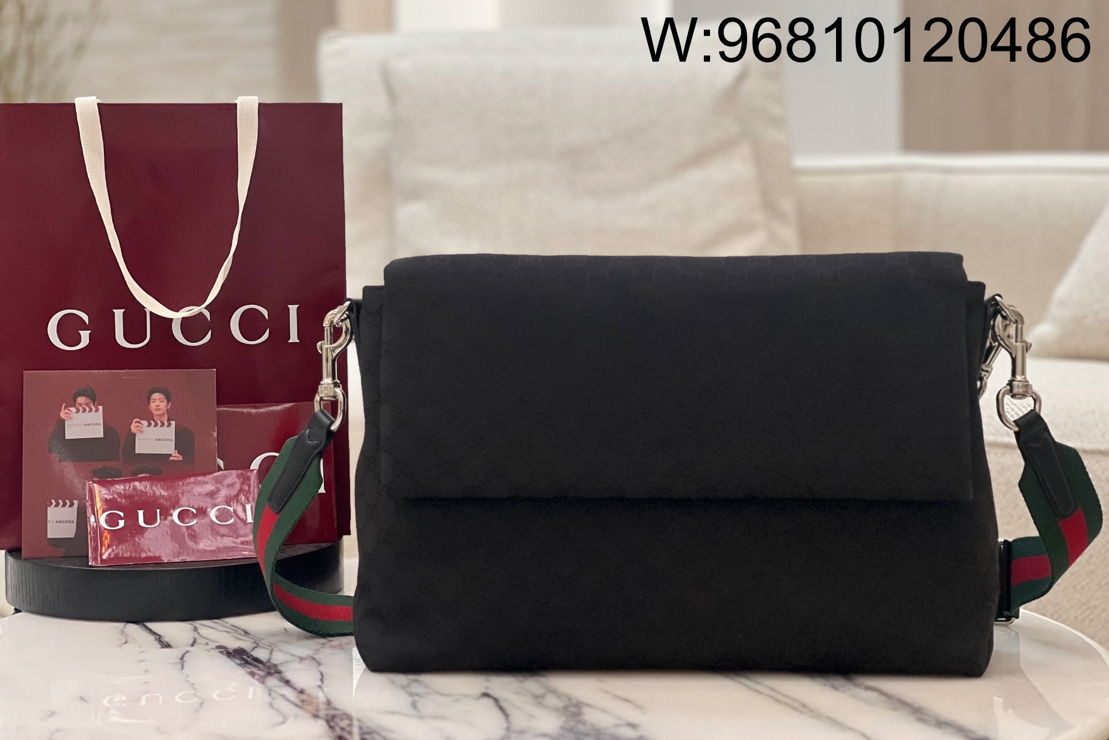 [JHL] 구찌 미디움 GG 크로스바디백 웹 블랙 821616 36*25*12cm