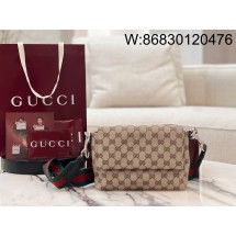 [JHL] 구찌 스몰 GG 크로스바디 백 웹 베이지 다크 브라운 821617 19*15*7cm