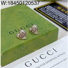 AGG 구찌 빈티지 GG로고 하트 귀걸이 실버