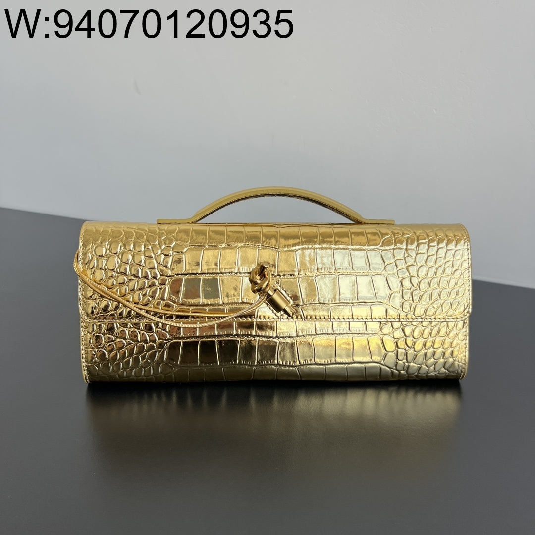 징 팩토리 보테가베네타 안디아모 클러치 741511 31*13*3cm 골드 악어무늬 