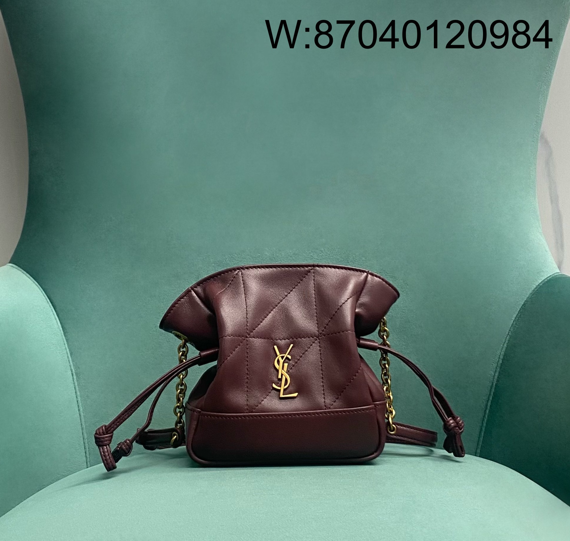 Pomegrante 생로랑  램스킨 소재 JAMIE 미니 숄더 파우치 와인 859174 14.5*15.5*8cm