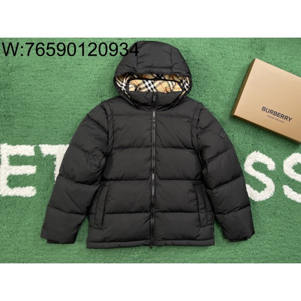 [잔디집1] 버버리 승마 로고 소매 탈부착 패딩 블랙