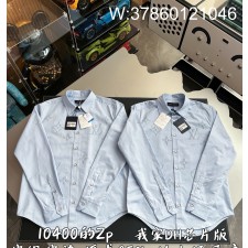 V공장 루이비통 모노그램 프린티드 롱 슬리브드 긴팔 셔츠 블루