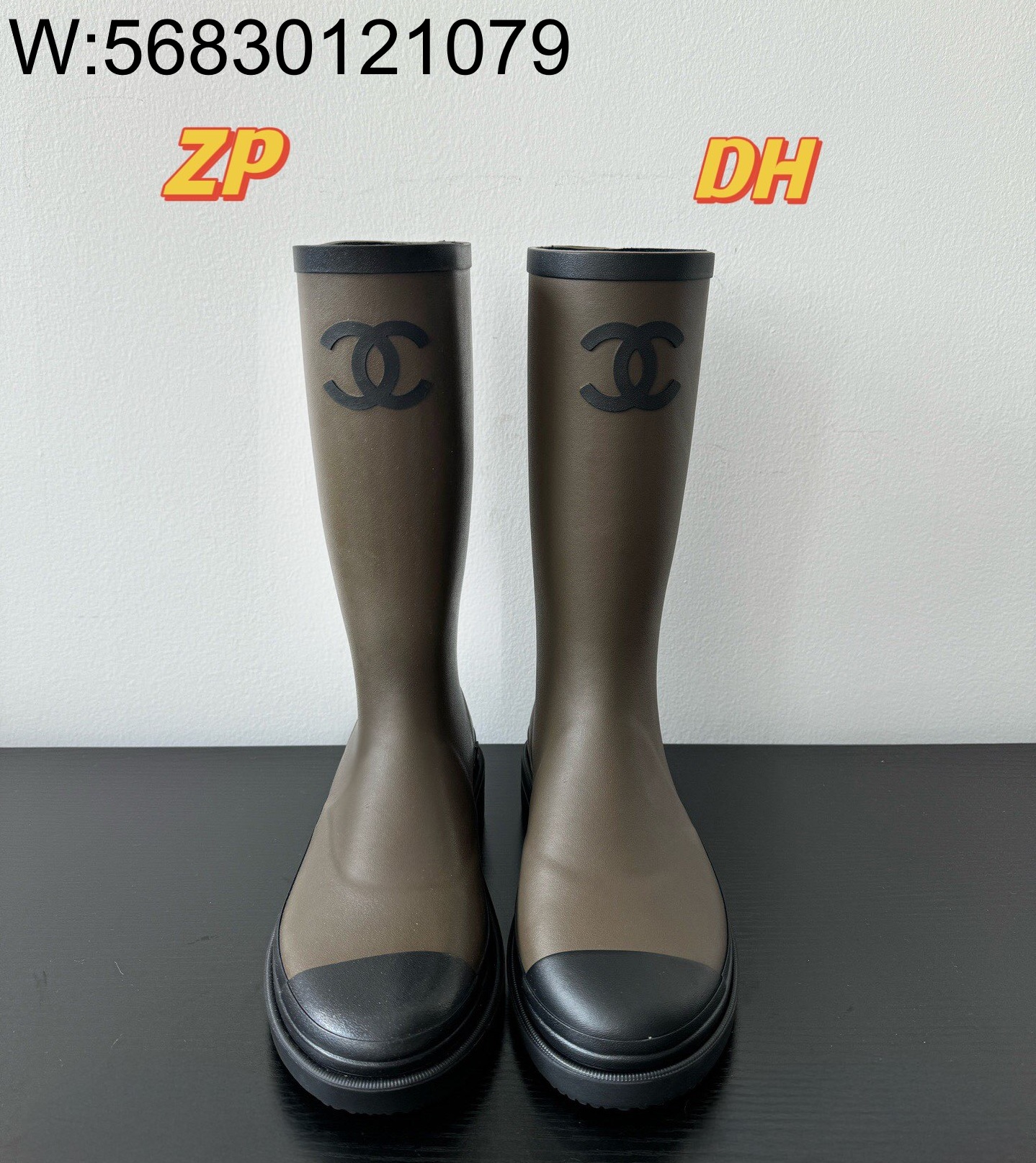 [DXJ] 샤넬 24A CC로고 카우초크 레인부츠 카키