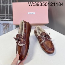 [AN3] 미우미우 빈티지 털 레더 로퍼 브라운