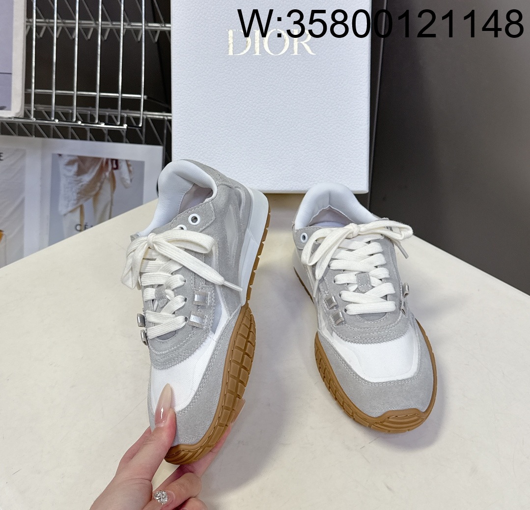 [AN3] 디올 테크 스니커즈 스웨이드 카프스킨 앤 트랜스패런트 메쉬 화이트