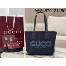 [JHL] 구찌 토티시마 스몰 리버시블 토트백 다크 블루 데님 베이지 블루 820496 22*19*18cm