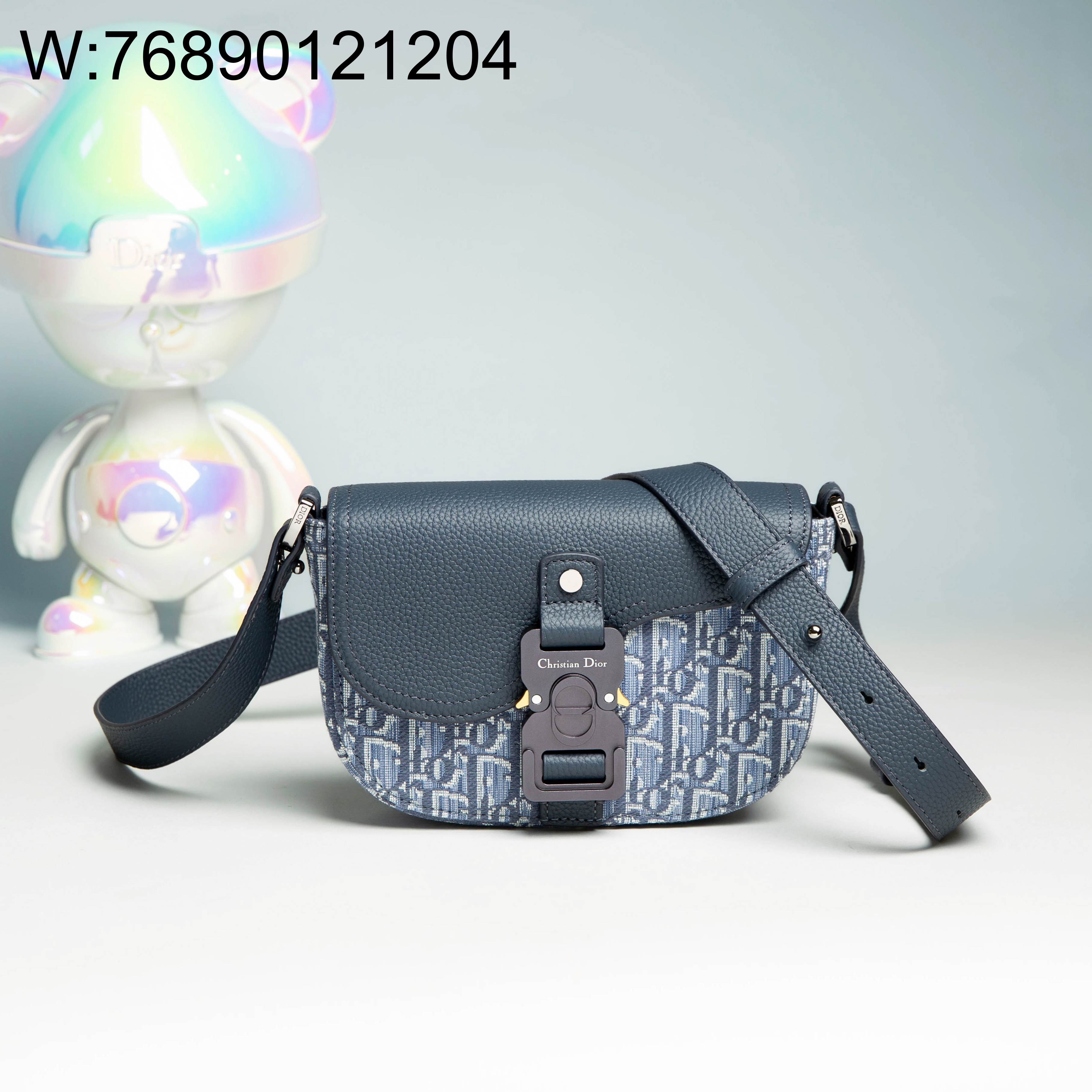 [JHL] 디올 스몰 새들 메신저 백 플랩 디올 오블리크 자카드 앤 그레인드 카프스킨 블루