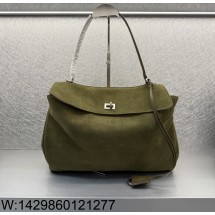 [dxg] 발렌시아가 로데오 핸드백 미디움 카키 35cm 스웨이드 실버 장식 