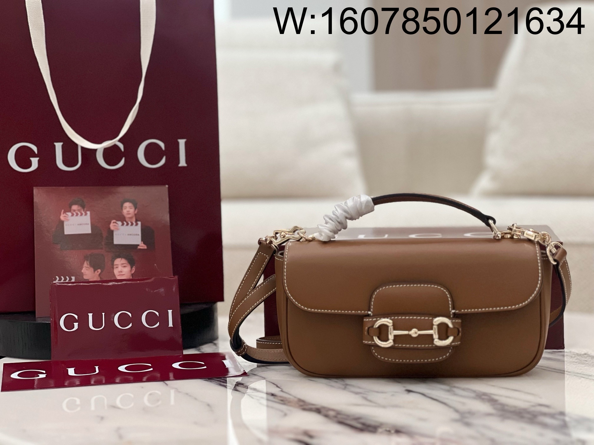 [JHL] 구찌 홀스빗 1955 스몰 탑 핸들백 브라운 815206 22.5*12.5*5.5cm