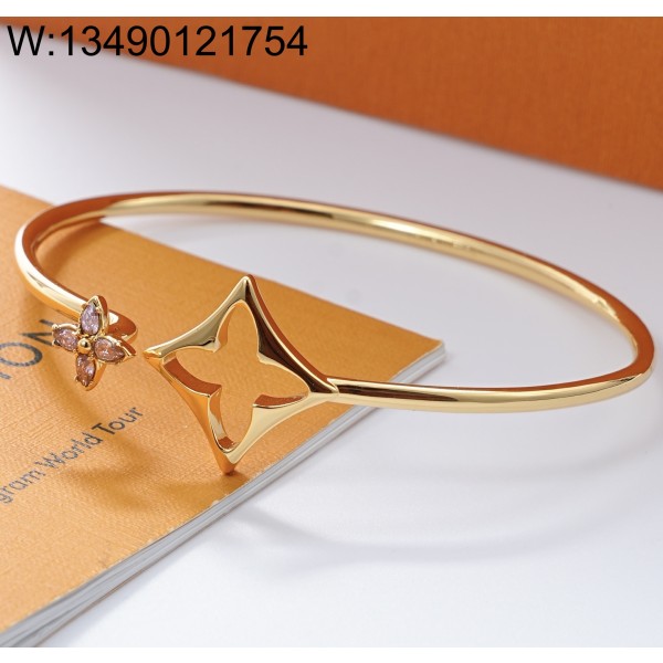 AGG 루이비통 플라워그램 스트라스 팔찌 골드