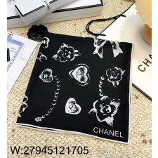 AGG 샤넬 프린트 스퀘어 스카프 140cm*140cm 블랙