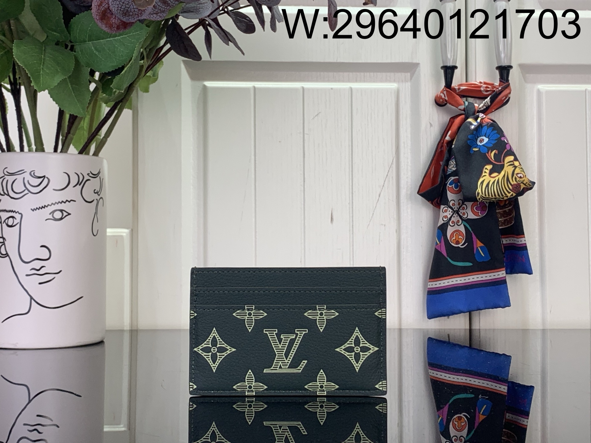 [88factory] 루이비통 더블 카드 홀더 흑녹색 M14791 7*1.5*11cm