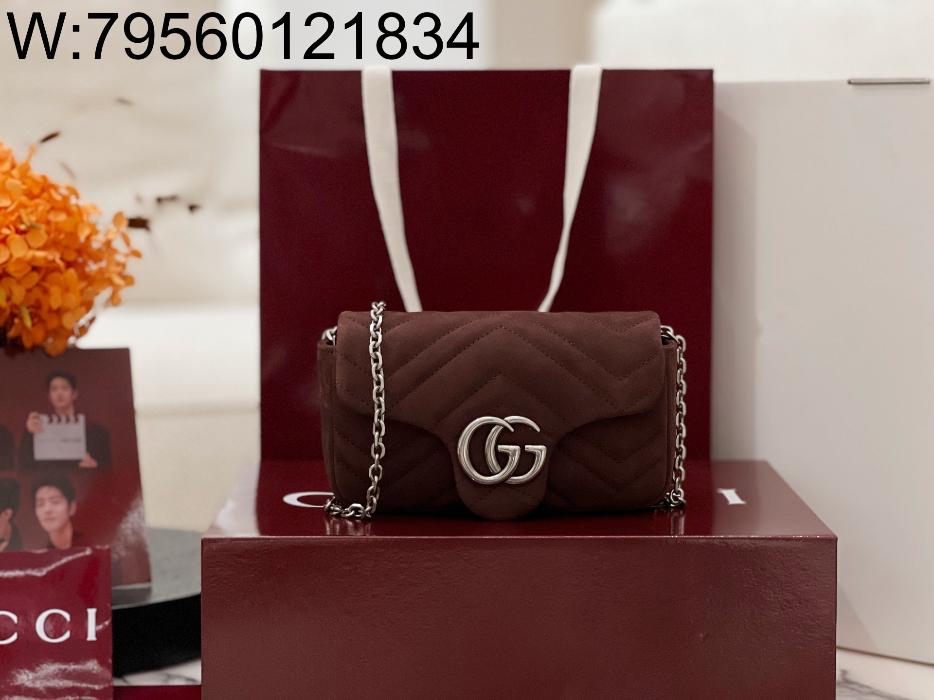 [JHL] 구찌 GG 마몽 미니 숄더백 스웨이드 브라운 841290 16.5*9.5*4.5cm