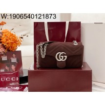 [JHL] 구찌 GG 마몽 스몰 숄더백 스웨이드 브라운 837280 23*14*6cm