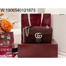 [JHL] 구찌 GG 마몽 스몰 숄더백 스웨이드 브라운 837280 23*14*6cm