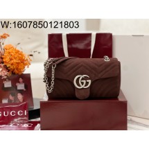 [JHL] 구찌 GG 마몽 미디엄 숄더백 스웨이드 브라운 837267 26*15*7cm