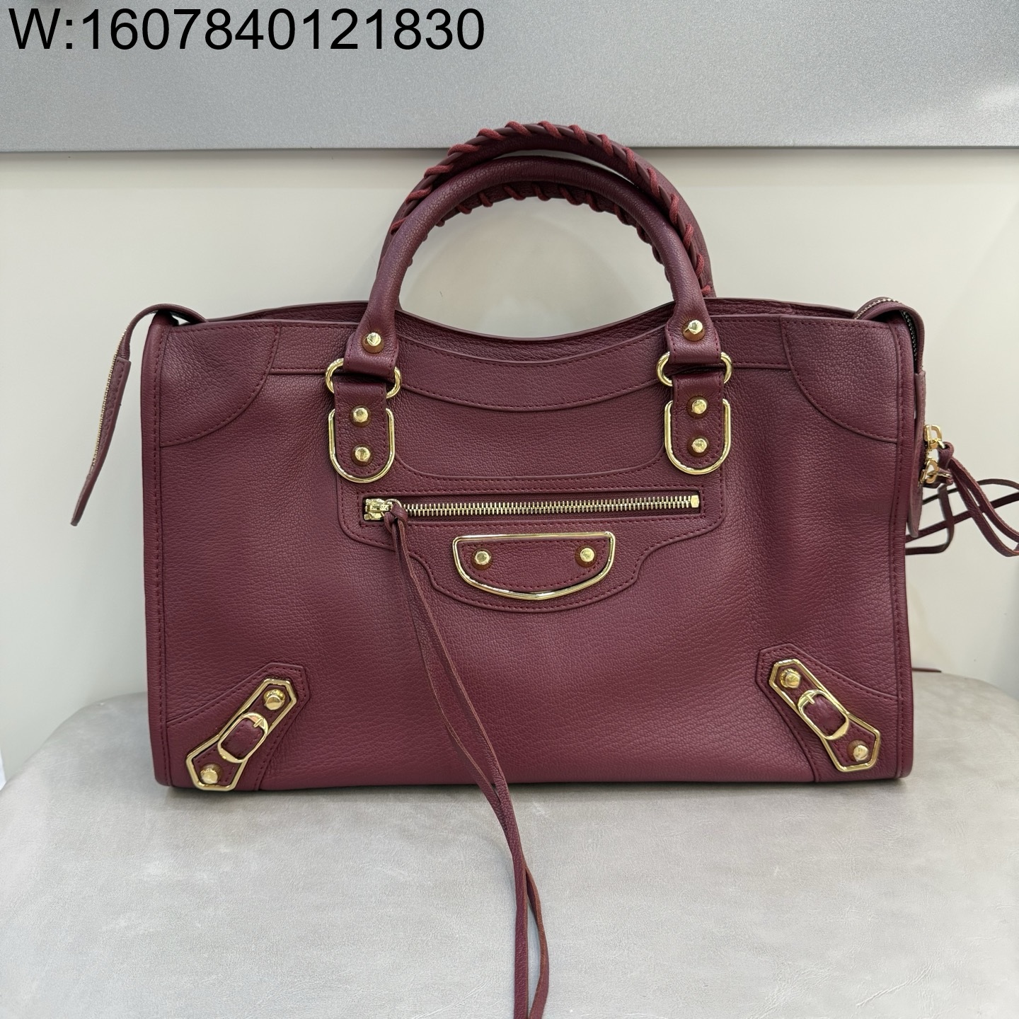 [dxg] 발렌시아가 르 시티 라지 백 38cm 와인  골드 장식