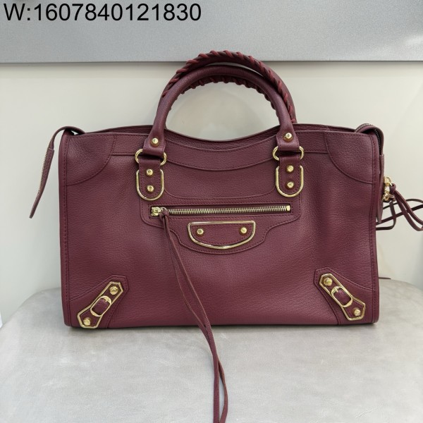 [dxg] 발렌시아가 르 시티 라지 백 38cm 와인  골드 장식