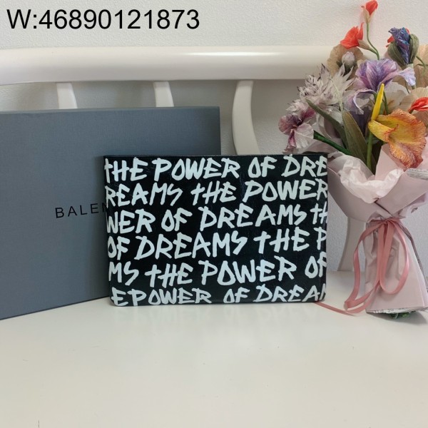 [dxg] 발렌시아가 그래피티 파우치 블랙 화이트 32cm 양가죽