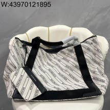 [dxg] 발렌시아가 레더 앤 캔버스 토트백 모노그램 화이트 블랙 43*33*21cm 