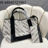 [dxg] 발렌시아가 레더 앤 캔버스 토트백 모노그램 화이트 블랙 30*23*18cm