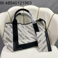 [dxg] 발렌시아가 레더 앤 캔버스 토트백 모노그램 화이트 블랙 30*23*18cm