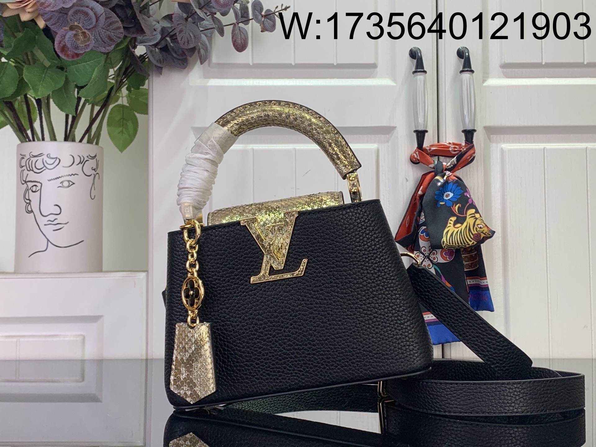 [88factory] 루이비통 카퓌신 미니 블랙 M48865 M89369 21*14*8cm 뱀가죽