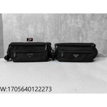 [사슬공장2] 프라다 리나일론 및 사피아노 가죽 바이커 백 2VH994 블랙