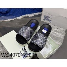 [152] 버버리 블루 B 체크 슬리퍼 화이트 블랙 남성용