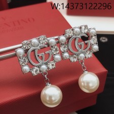 AGG 구찌 GG 로고 진주 펜던트 귀걸이 실버