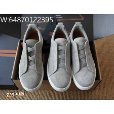 [LP공장] 제냐 스웨이드 트리플 스티치 스니커즈 그레이