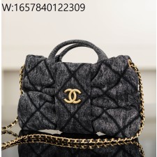 [JD] 샤넬 맥시 보우 백 워시드 데님 골드 메탈 블랙 18*26*5cm