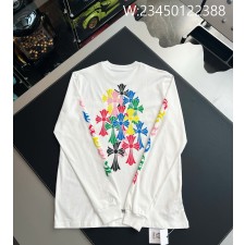 V공장 크롬하츠 컬러 십자가 패턴 긴팔티 화이트