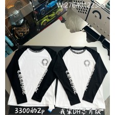 V공장 크롬하츠 흑백 배색 프린트 긴팔티 블랙 화이트