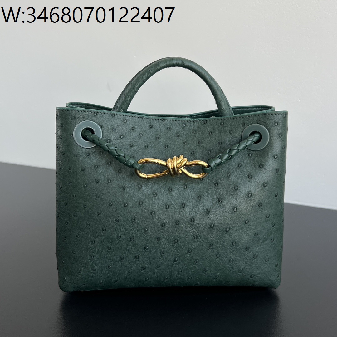 징 팩토리 보테가베네타 스몰 안디아모 흑녹색 805231 25*20*10cm 타조가죽