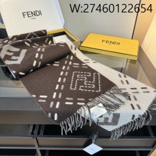 AGG 펜디 자카드 리버시블 울 머플러 스카프 다크 브라운 면양털 100% FXT462AYKUF1U6N