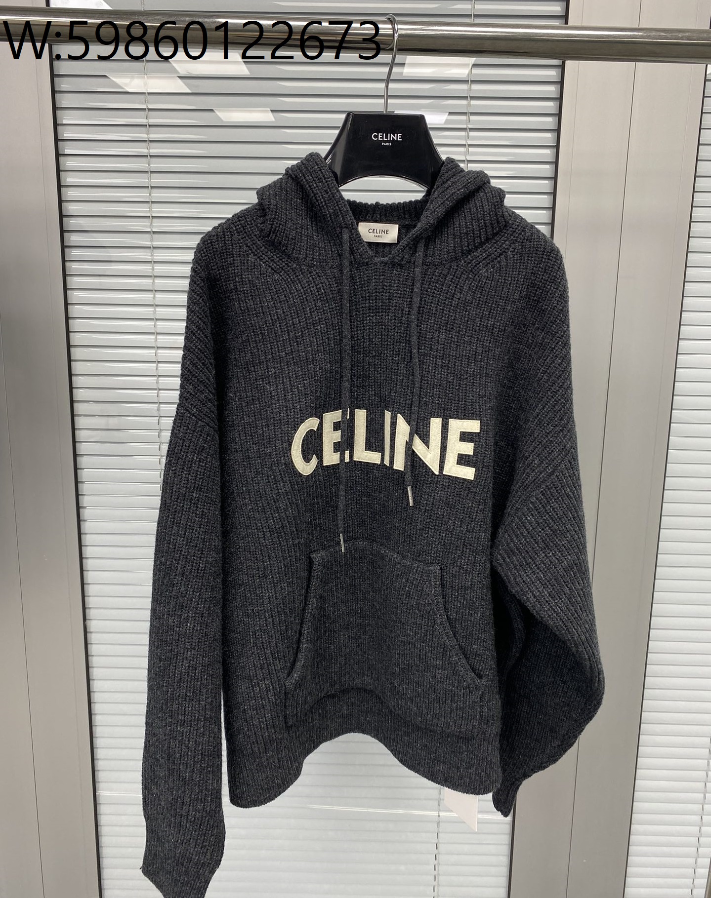 TJ공장 셀린느 모노그램 니트 후드티 블랙