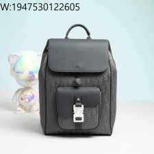 [JHL] 디올 새들 백팩 플랩 디올 오블리크 자카드 앤 그레인드 카프스킨 그레이 26.5*41*14.5cm