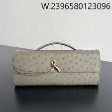 징 팩토리 보테가베네타 안디아모 클러치 타조가죽 회녹색 805241 31*13*3cm  