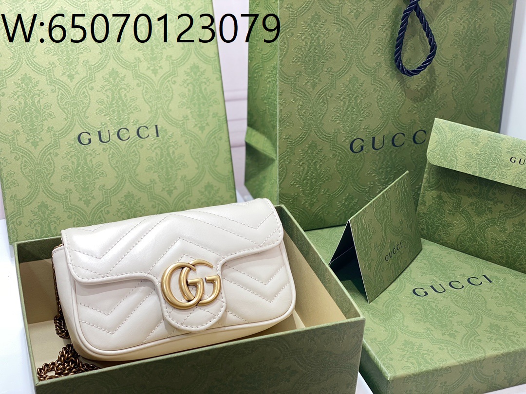 [JHL] 구찌 GG 마몽 마틀라세 슈퍼 미니백 화이트 476433 16.5cm