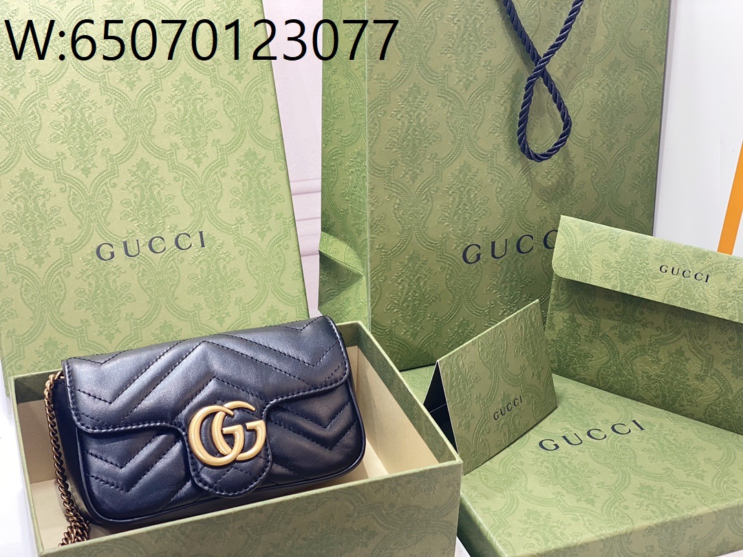 [JHL] 구찌 GG 마몽 마틀라세 슈퍼 미니백 블랙 476433 16.5cm