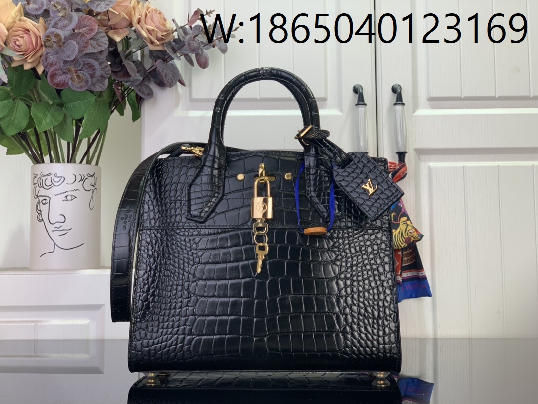 [88factory] 루이비통 LV 시티 스티머 MM백 M95846 27*23*13cm 블랙 악어무늬