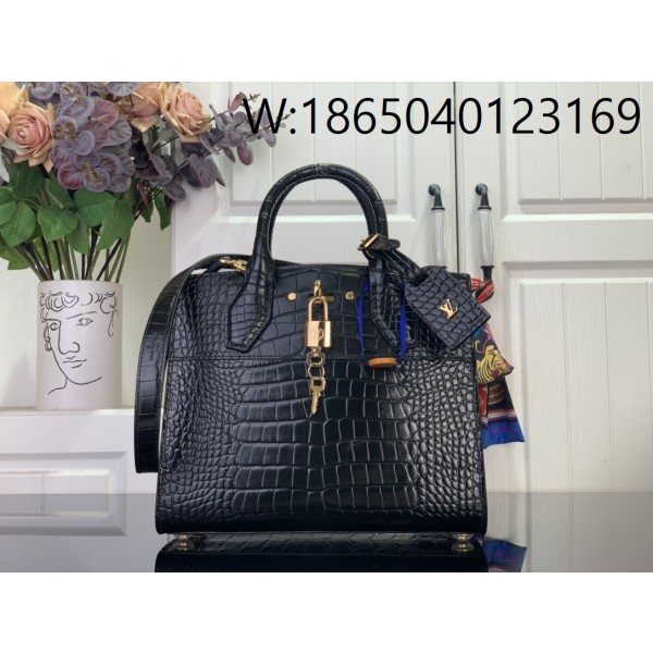 [88factory] 루이비통 LV 시티 스티머 MM백 M95846 27*23*13cm 블랙 악어무늬