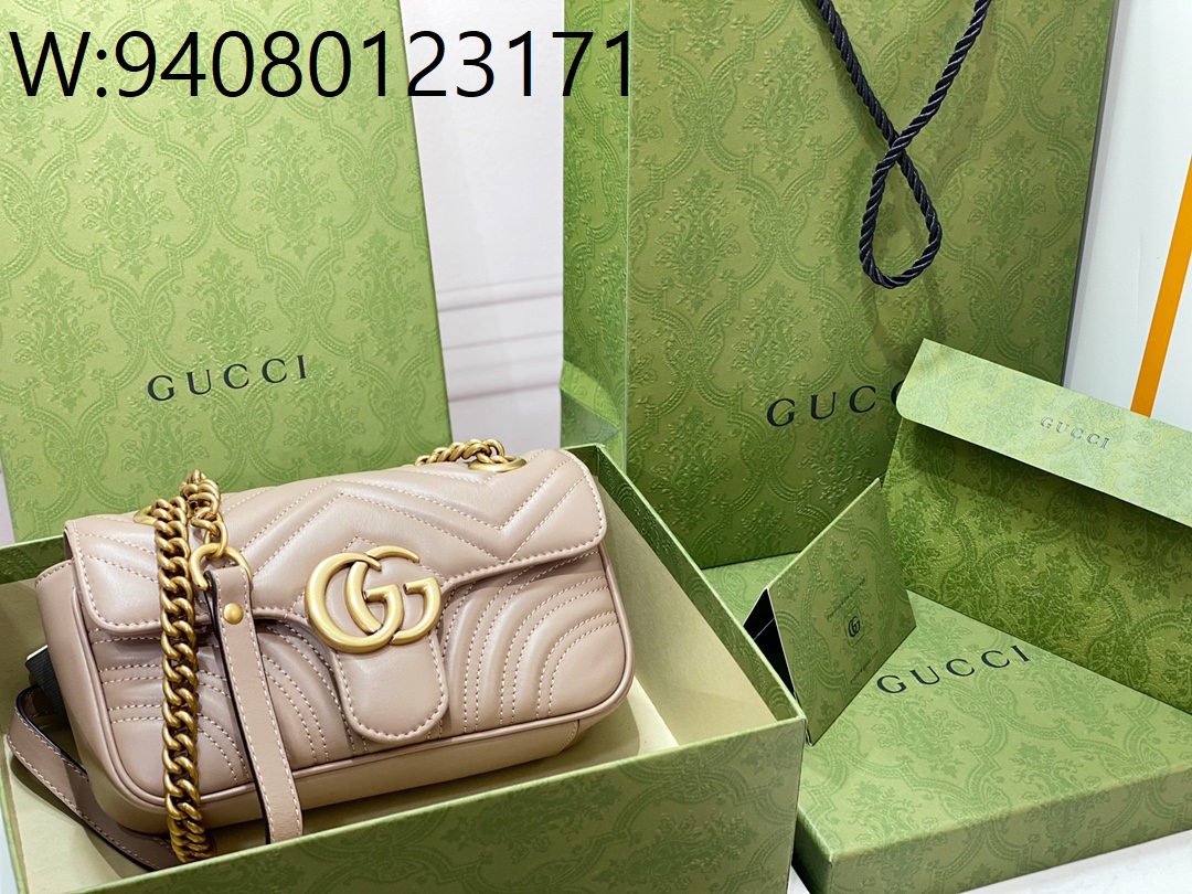 [JHL] 구찌 마몽 마틀라세 레더 체인 숄더백 446744 22*13*6cm 라이트 갈색