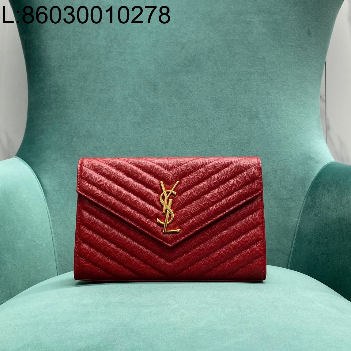 Pomegrante 생로랑 그랑 드 뿌드르 가죽 소재 CASSANDER 클래식 체인 지갑 377828 22.5*4*14cm 레드