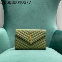 Pomegrante 생로랑 그랑 드 뿌드르 가죽 소재 CASSANDER 클래식 체인 지갑 377828 22.5*4*14cm 그린