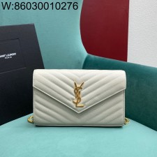 Pomegrante 생로랑 그랑 드 뿌드르 가죽 소재 CASSANDER 클래식 체인 지갑 377828 22.5*4*14cm 화이트