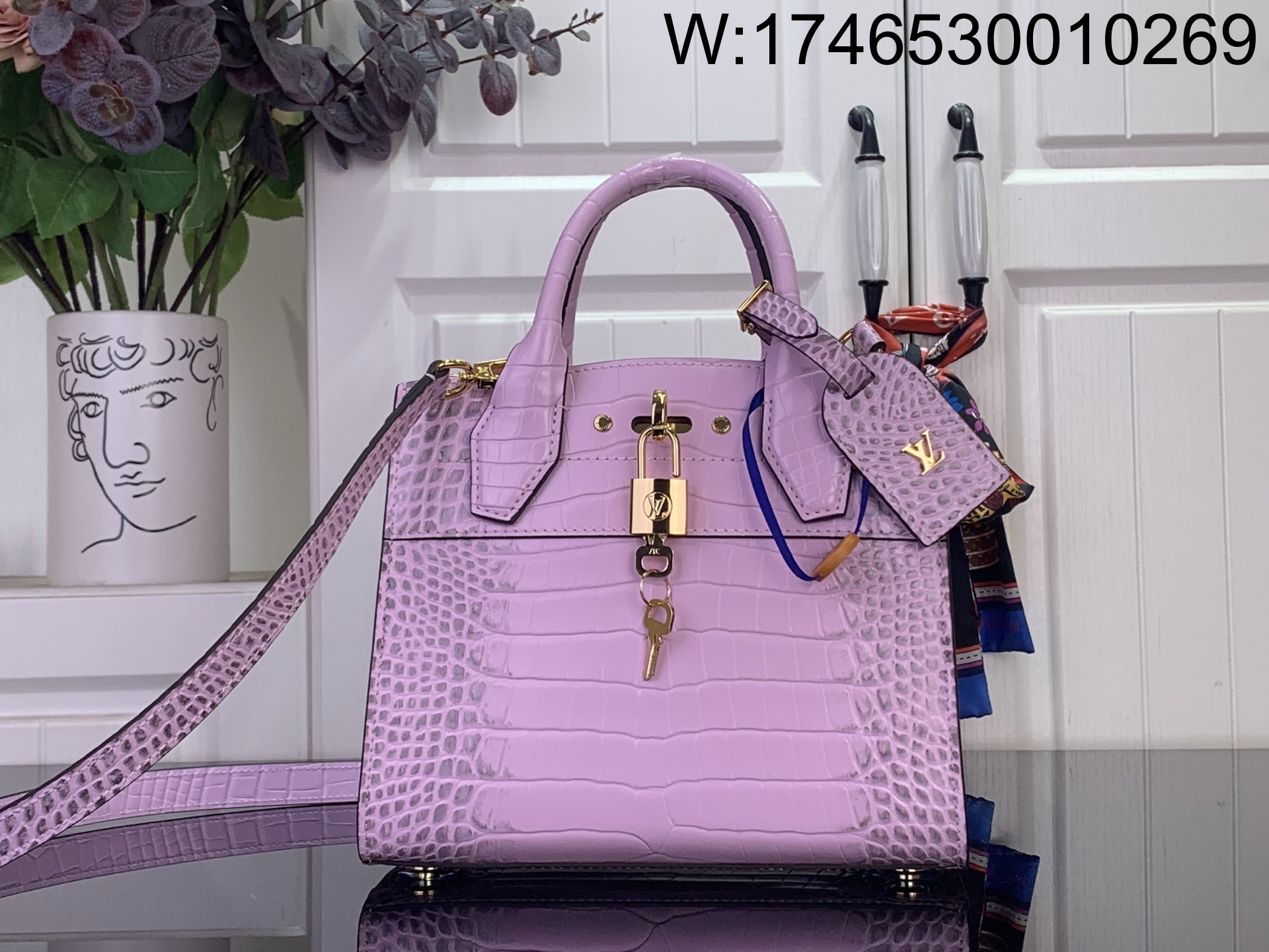 [88factory] 루이비통 LV 시티 스티머 미니백 M95846 21*20*11cm 라이트 퍼플 악어무늬